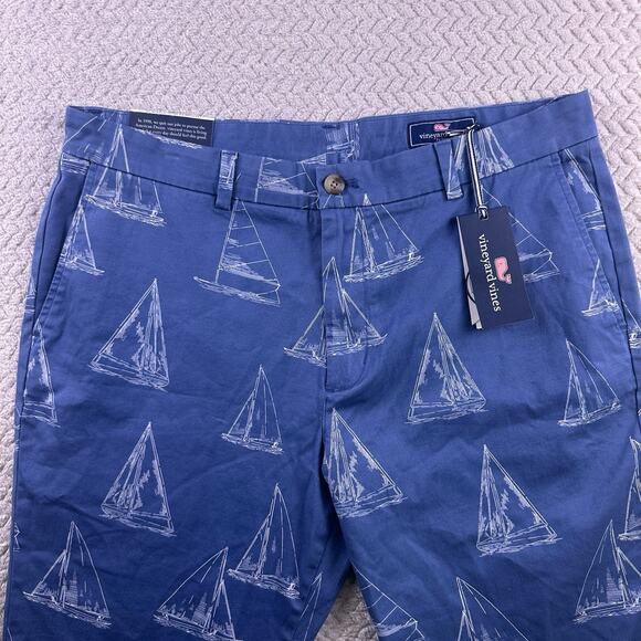 Vineyard Vines Breaker Pants All over print Blue Sail Boat Men’s 36x30 Golf NWT - Picture 3 of 16